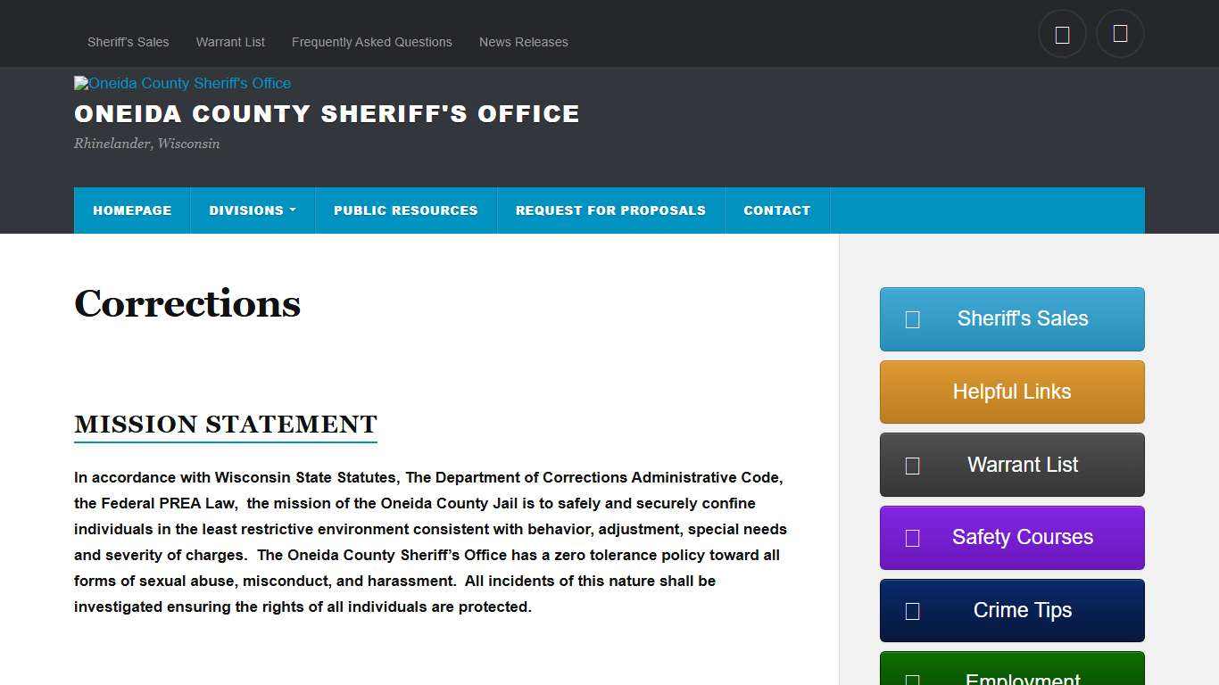 Corrections – Oneida County Sheriff's Office